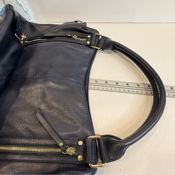 Navy Blue Faux Leather Rummy Tote Bag – Multi-Pocket 💙 Soft Inside & Outside - Picture 10 of 16